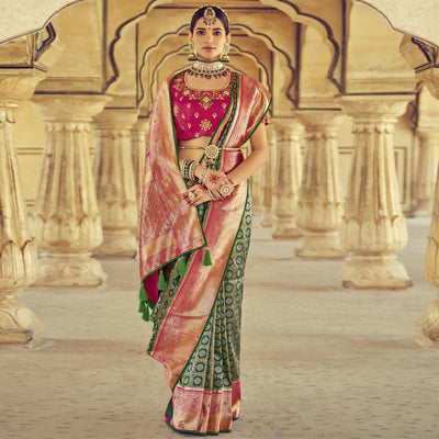green-wedding-wear-resham-with-embellished-silk-kanjivaram-saree-139245