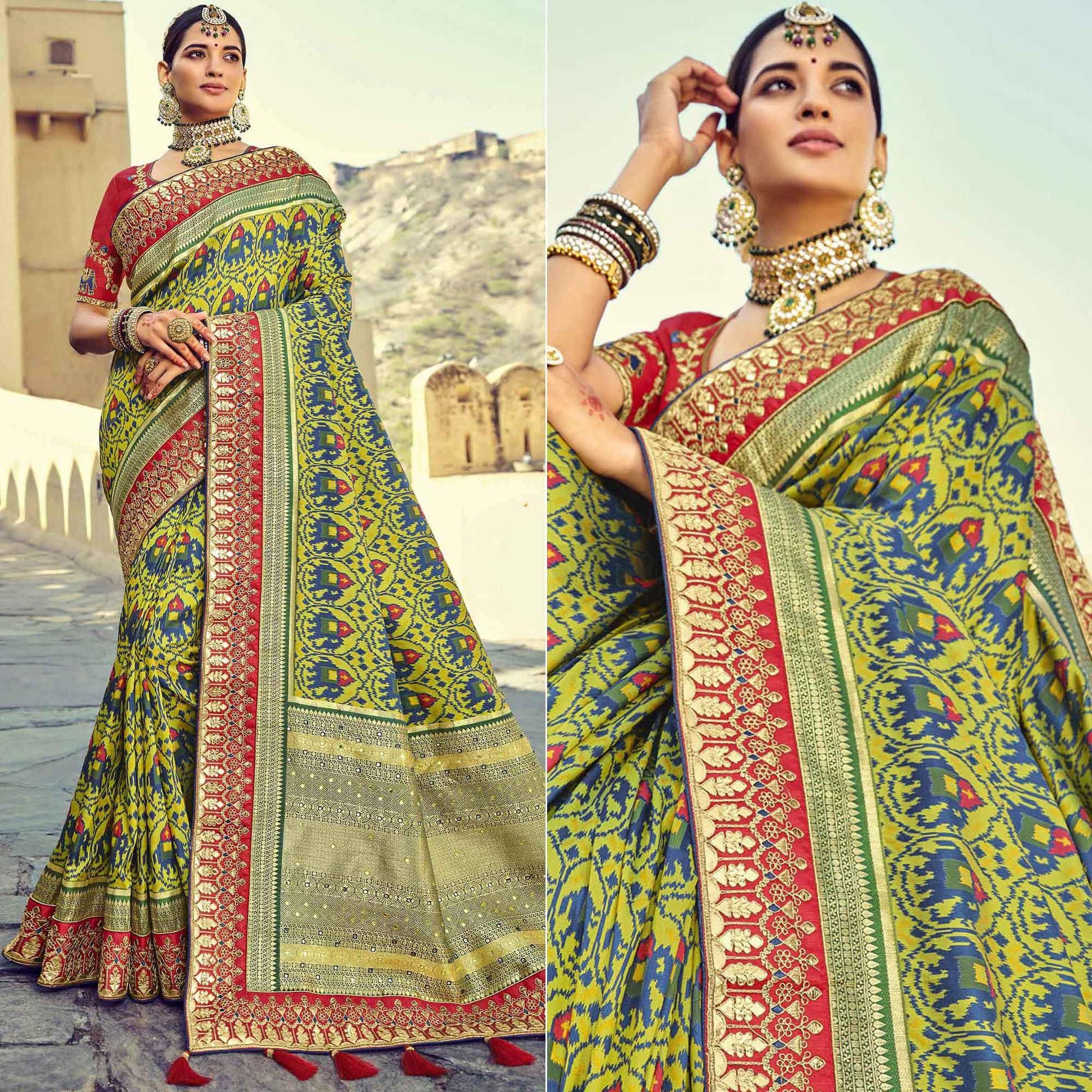 green-wedding-wear-resham-with-embellished-silk-patola-saree-139234