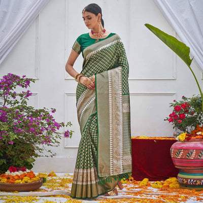 green-woven-art-silk-saree-7