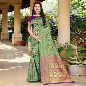 green-woven-art-silk-saree-143136