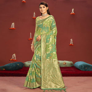 green-woven-art-silk-saree