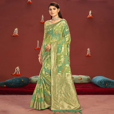 green-woven-art-silk-saree