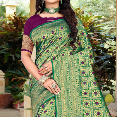 green-woven-art-silk-saree-143136