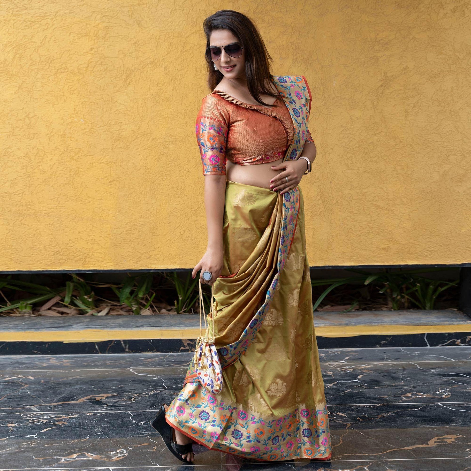 green-woven-art-silk-saree-1