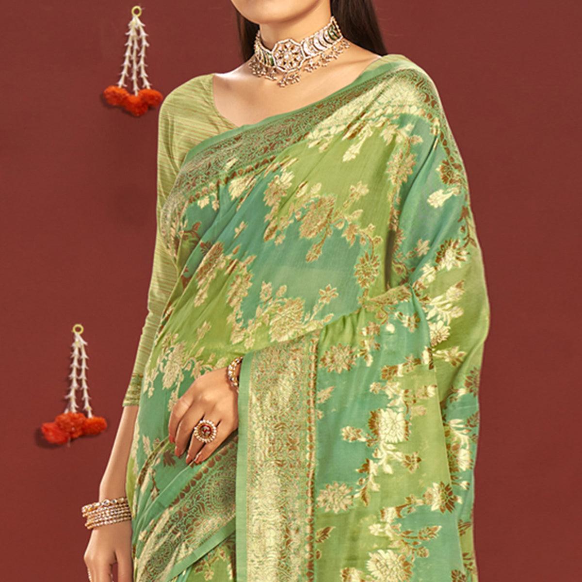 green-woven-art-silk-saree