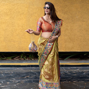 green-woven-art-silk-saree-1