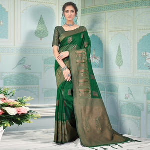 green-woven-art-silk-saree-2