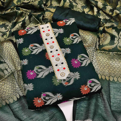 green-woven-banarasi-dress-material-143063