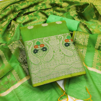 green-woven-banarasi-dress-material-144050