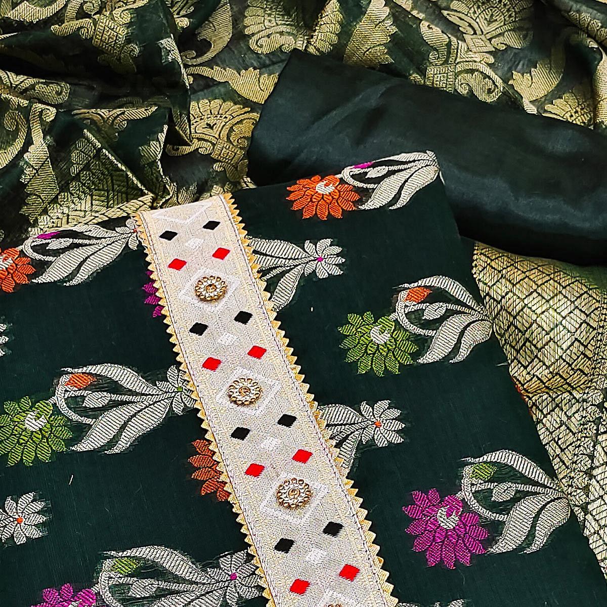 green-woven-banarasi-dress-material-143063