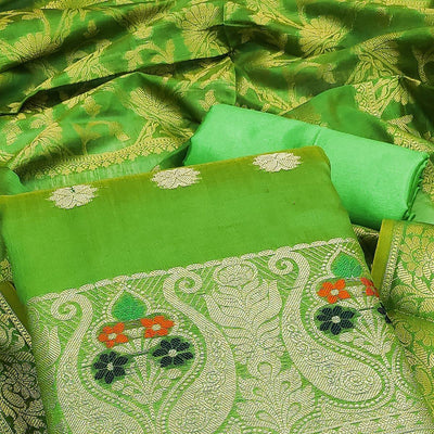 green-woven-banarasi-dress-material-144050