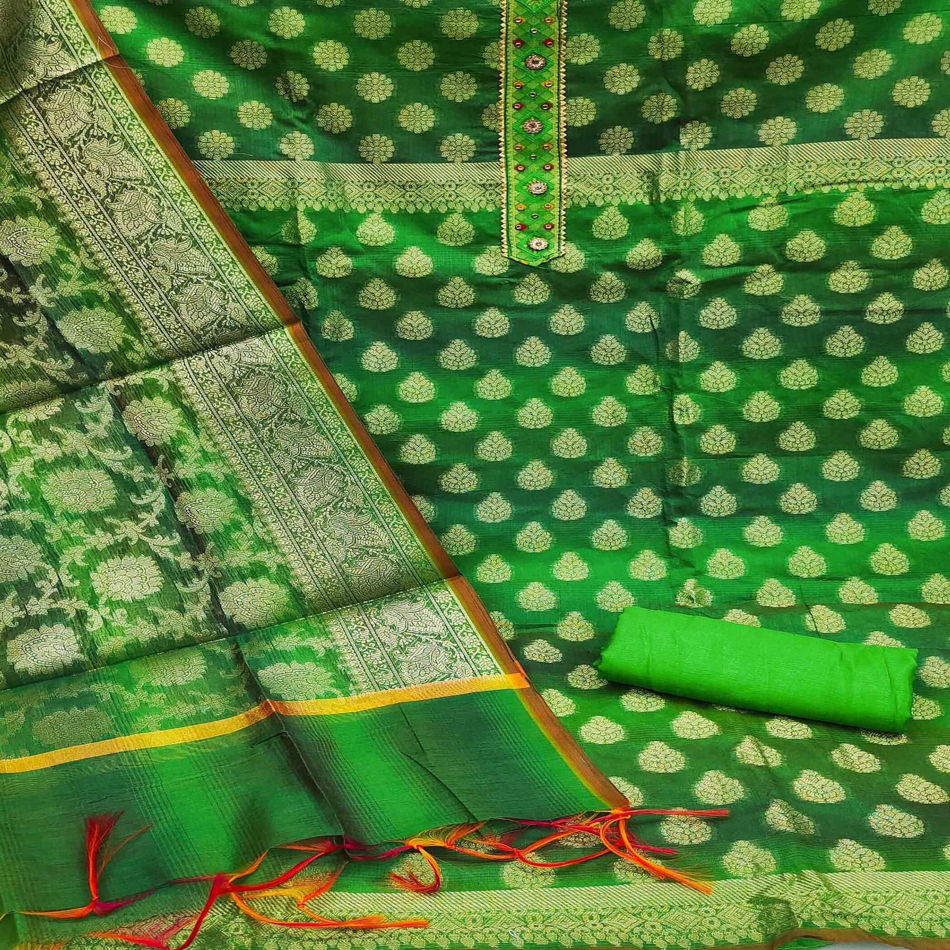 green-woven-banarasi-dress-material-143206
