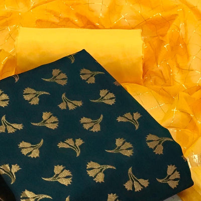 green-woven-banarasi-silk-dress-material