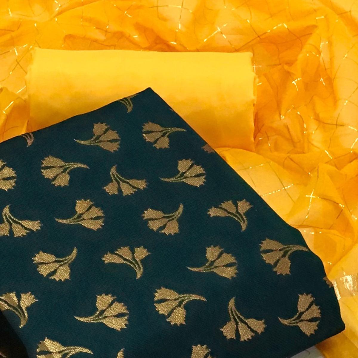 green-woven-banarasi-silk-dress-material