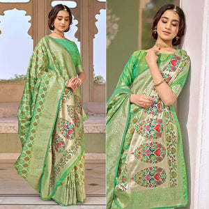 green-woven-banarasi-silk-saree