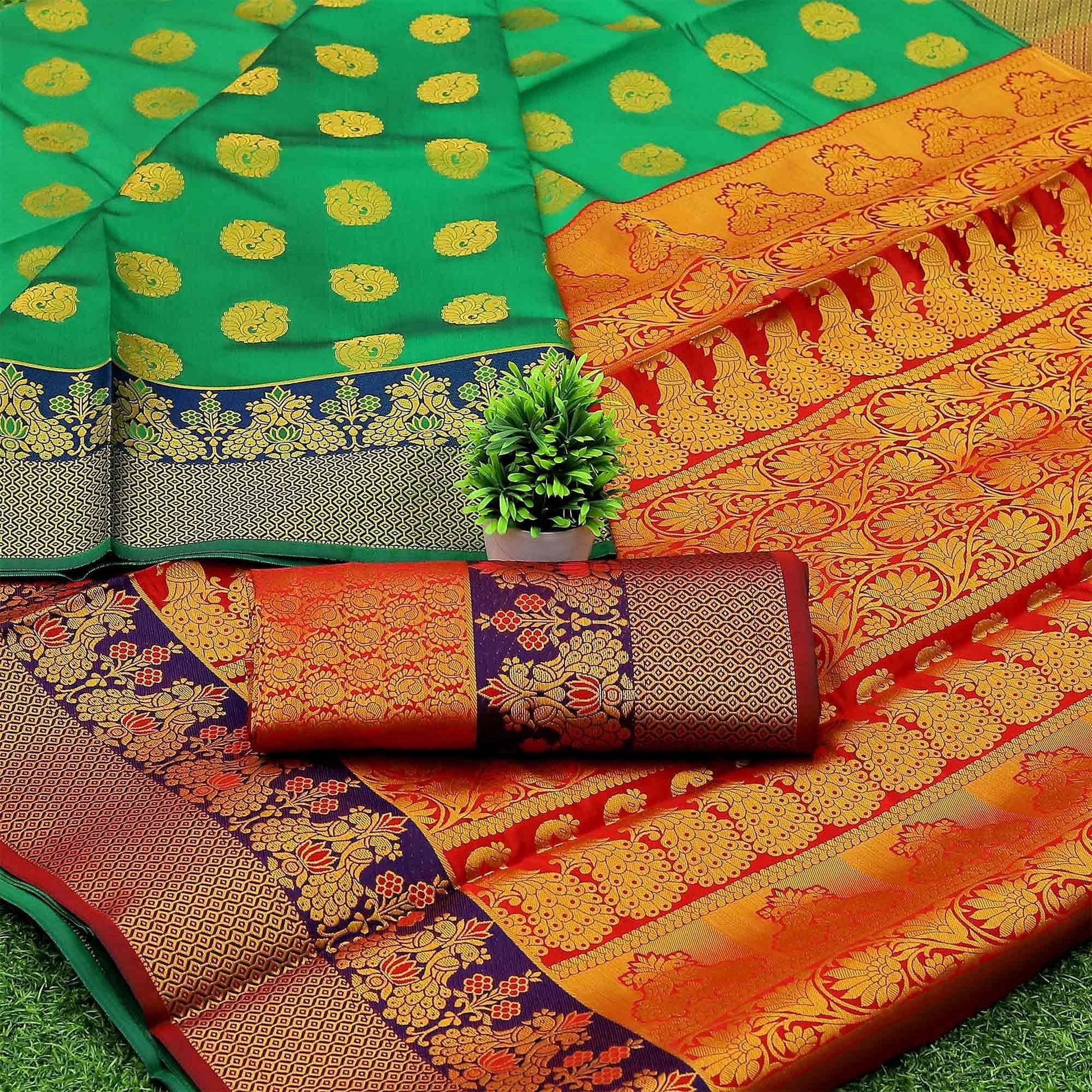 green-woven-banarasi-silk-saree-143169