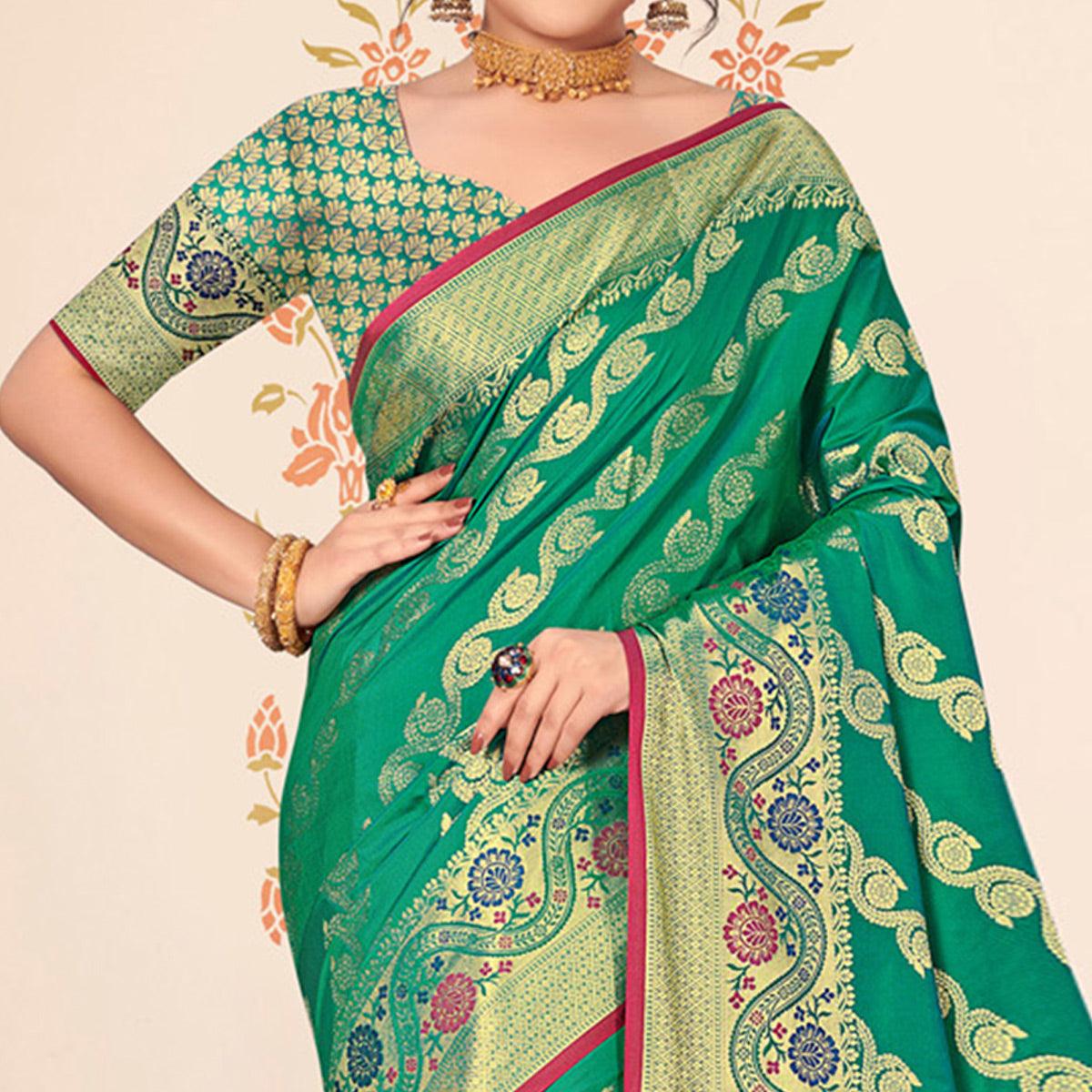 green-woven-banarasi-silk-saree-144907