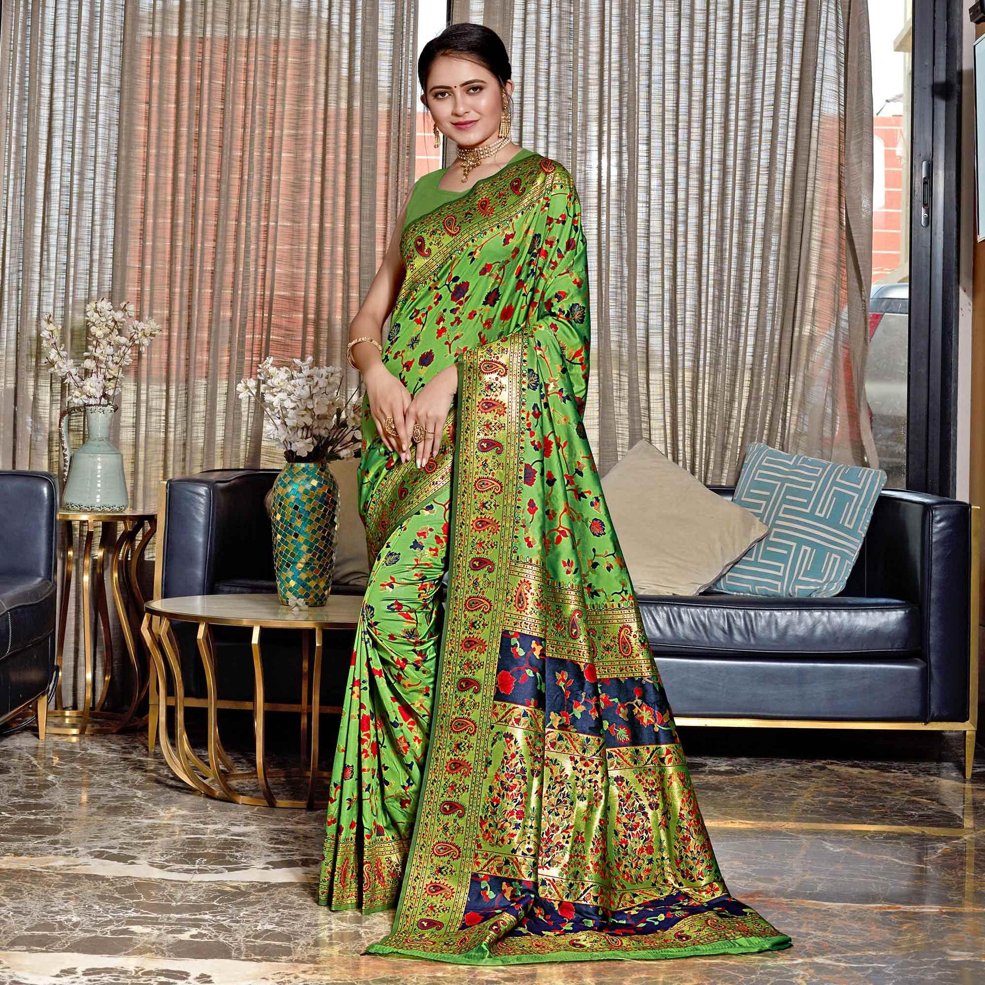 green-woven-banarasi-silk-saree-145482