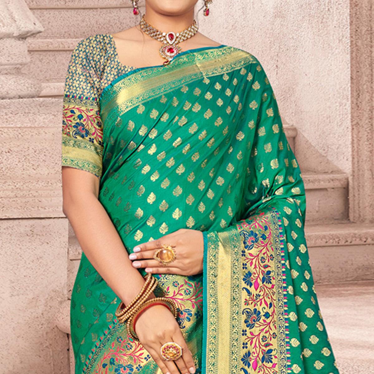 green-woven-banarasi-silk-saree-144903