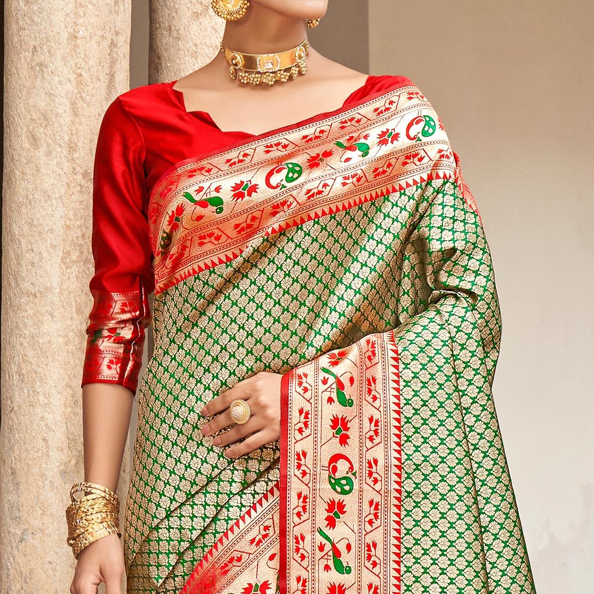 green-woven-banarasi-silk-saree-4