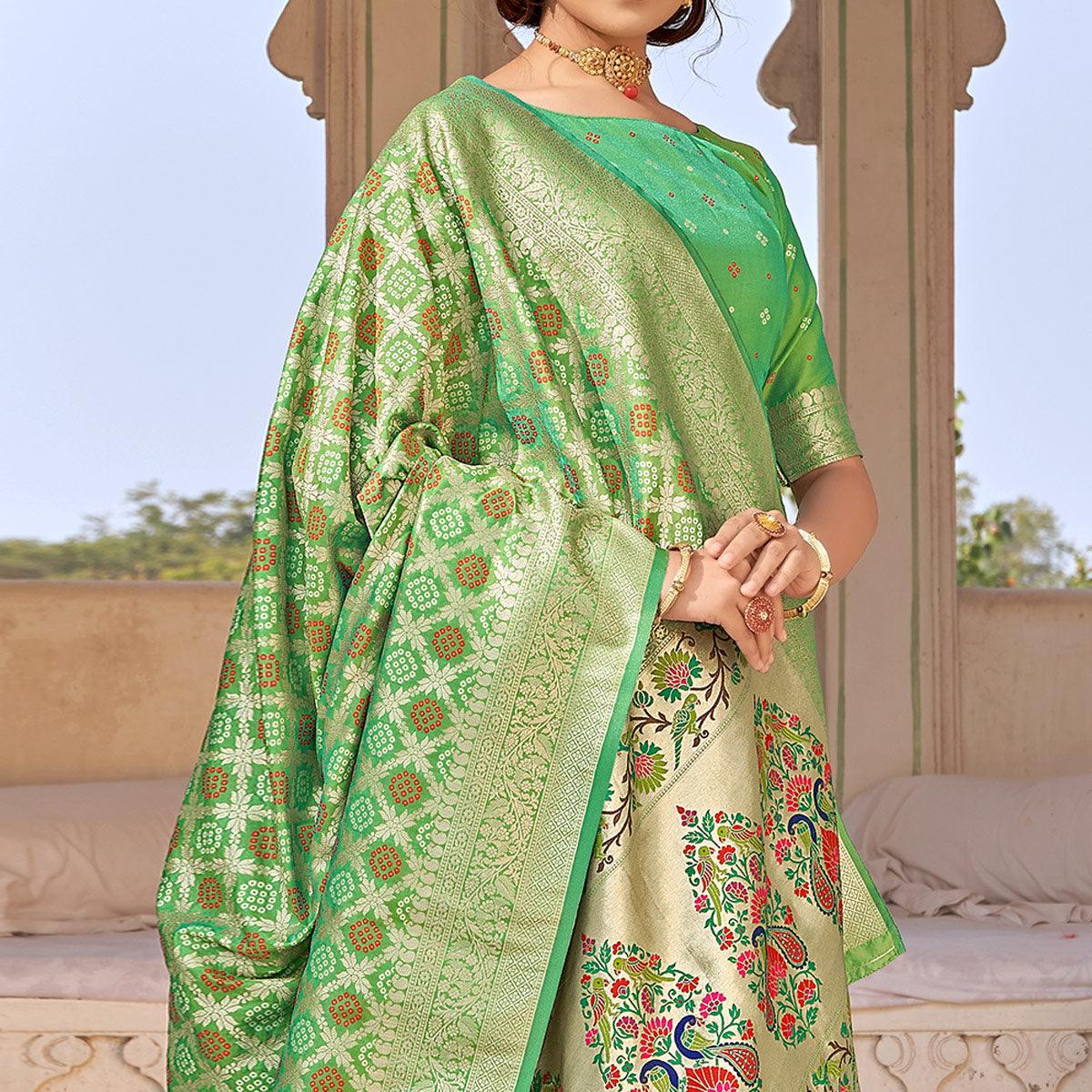 green-woven-banarasi-silk-saree