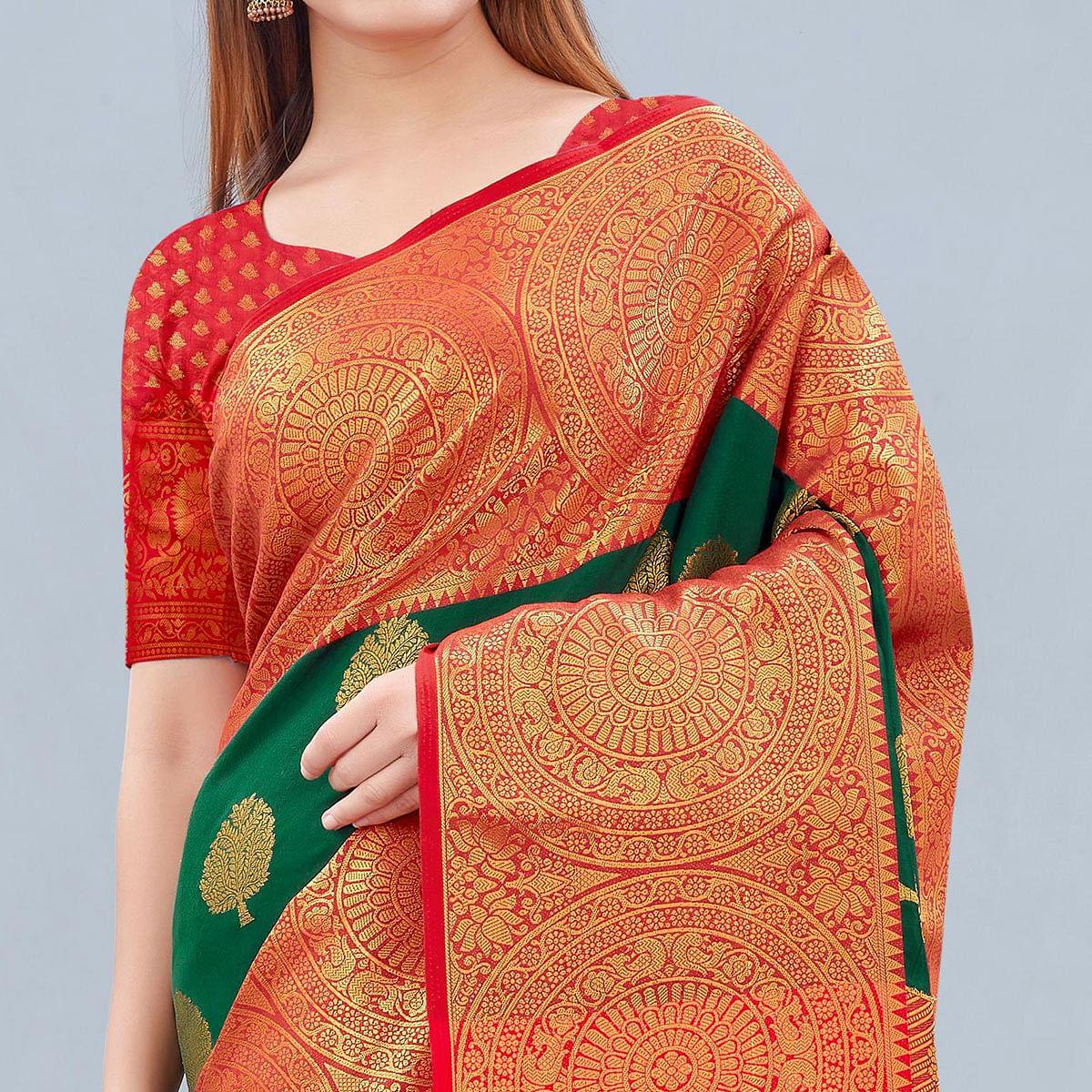 green-woven-banarasi-silk-saree-143185
