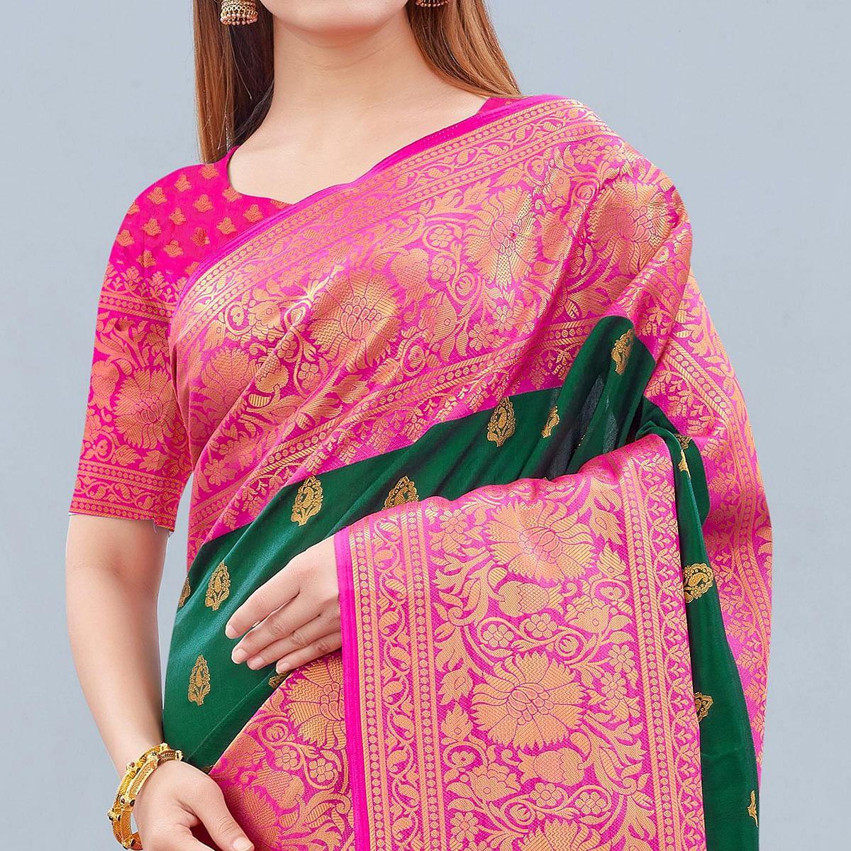 green-woven-banarasi-silk-saree-143196