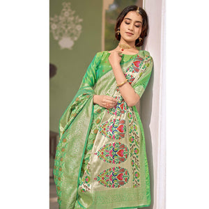 green-woven-banarasi-silk-saree