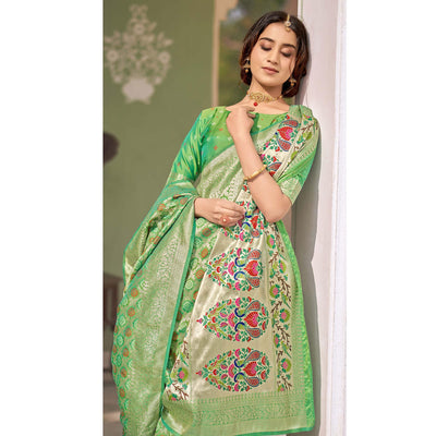 green-woven-banarasi-silk-saree