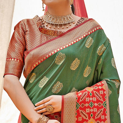 green-woven-banarasi-silk-saree-with-tassels