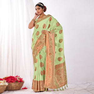 green-woven-banarasi-style-linen-saree