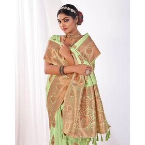 green-woven-banarasi-style-linen-saree