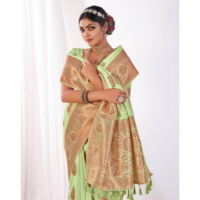 green-woven-banarasi-style-linen-saree