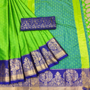 green-woven-cotton-silk-saree-142963