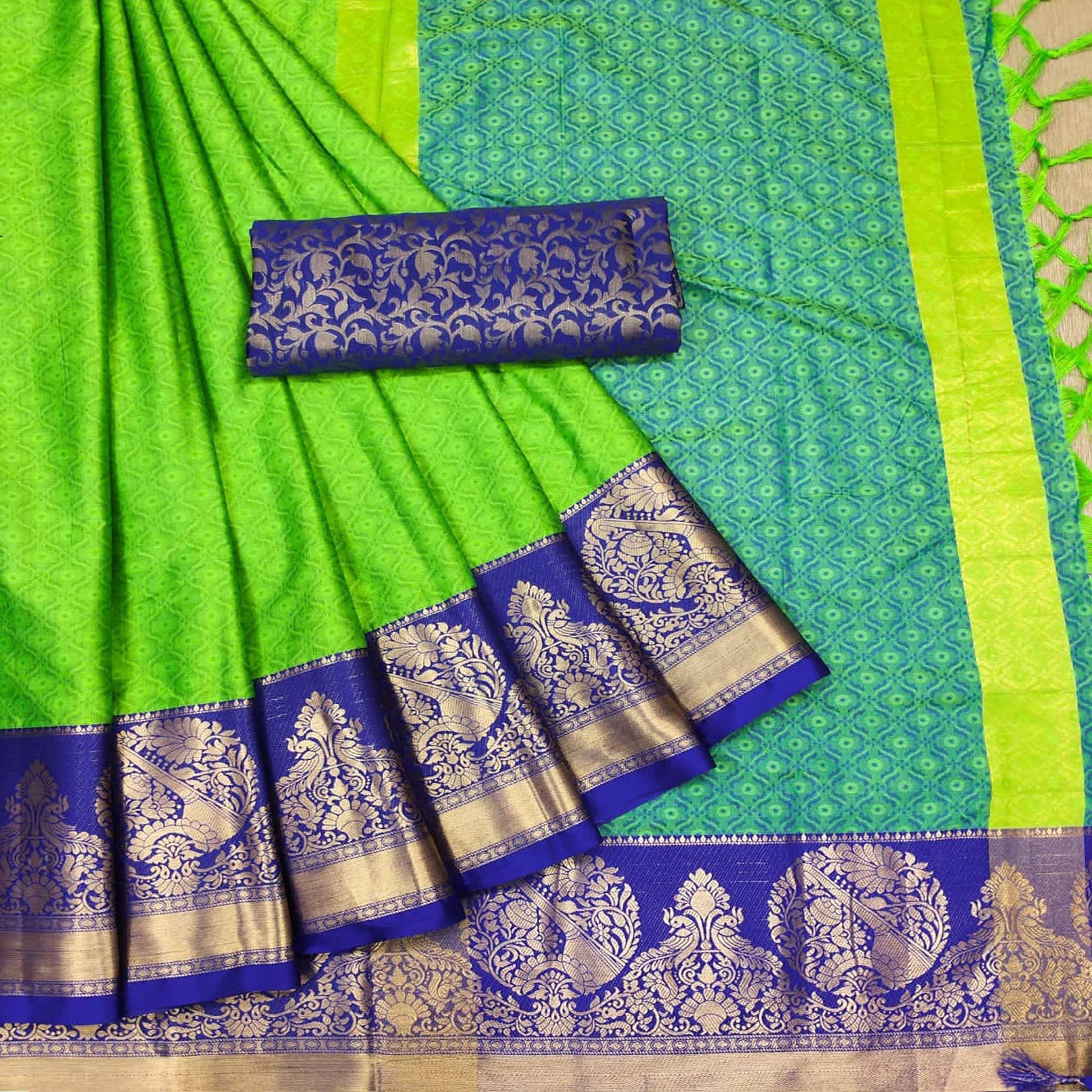 green-woven-cotton-silk-saree-142963