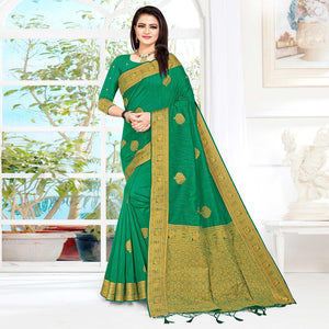 green-woven-cotton-silk-saree-143799
