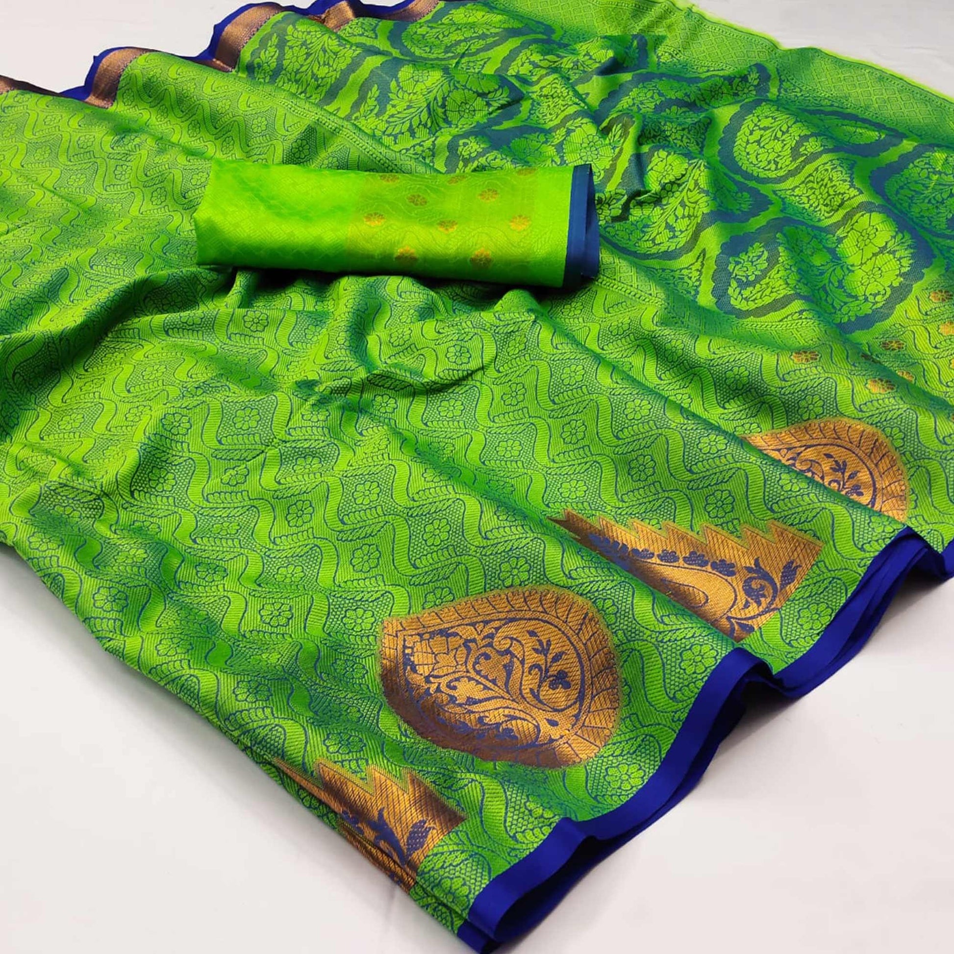 green-woven-cotton-silk-saree-1