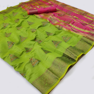 green-woven-cotton-silk-saree-2