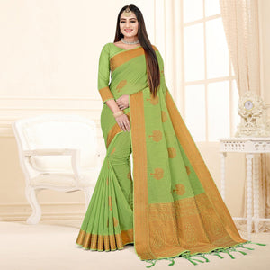 green-woven-cotton-silk-saree-143826