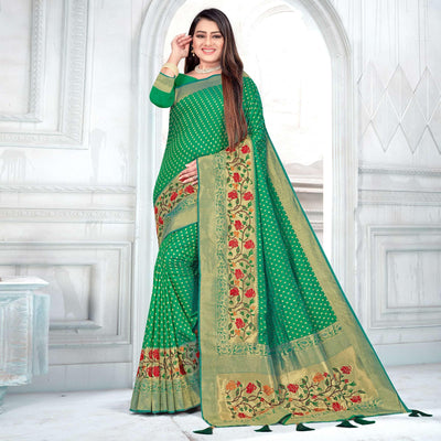 green-woven-cotton-silk-saree-143743
