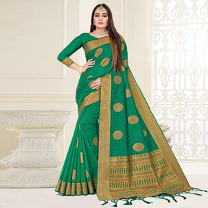 green-woven-cotton-silk-saree-143807