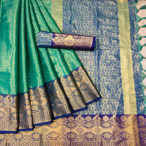 green-woven-cotton-silk-saree-143013