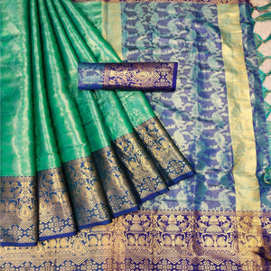 green-woven-cotton-silk-saree-142975