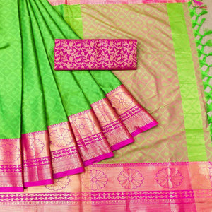 green-woven-cotton-silk-saree-142984