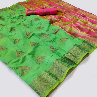 green-woven-cotton-silk-saree-3