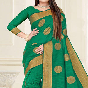 green-woven-cotton-silk-saree-143807