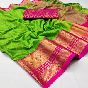 green-woven-cotton-silk-saree-142984