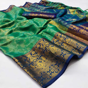 green-woven-cotton-silk-saree-142975