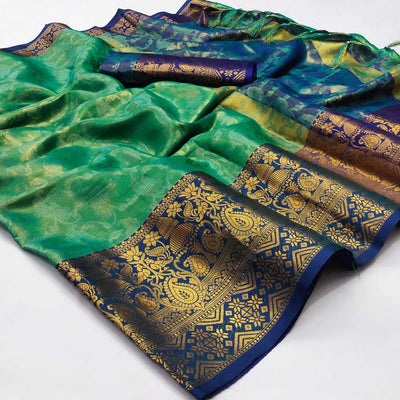 green-woven-cotton-silk-saree-142975