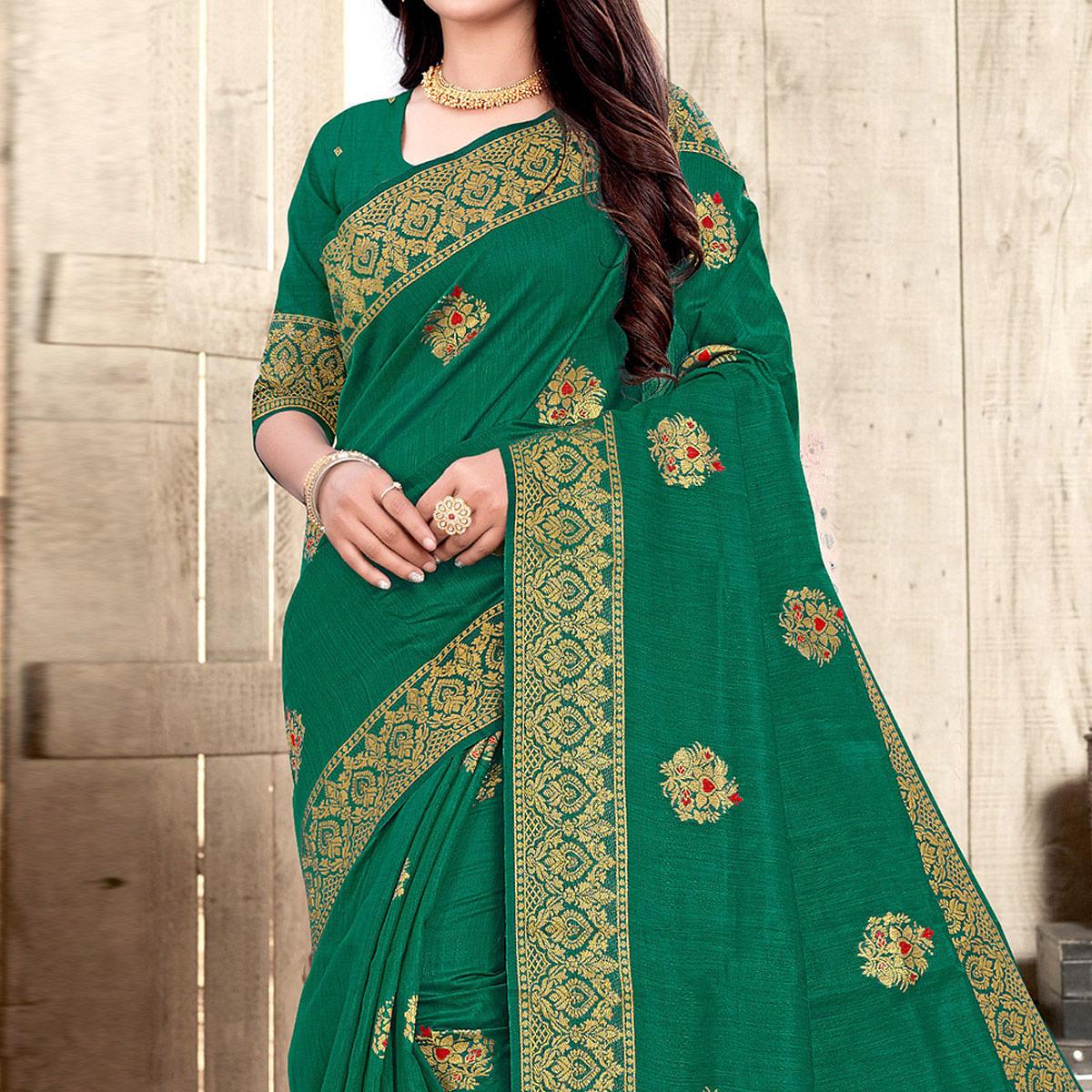 green-woven-cotton-silk-saree-143833